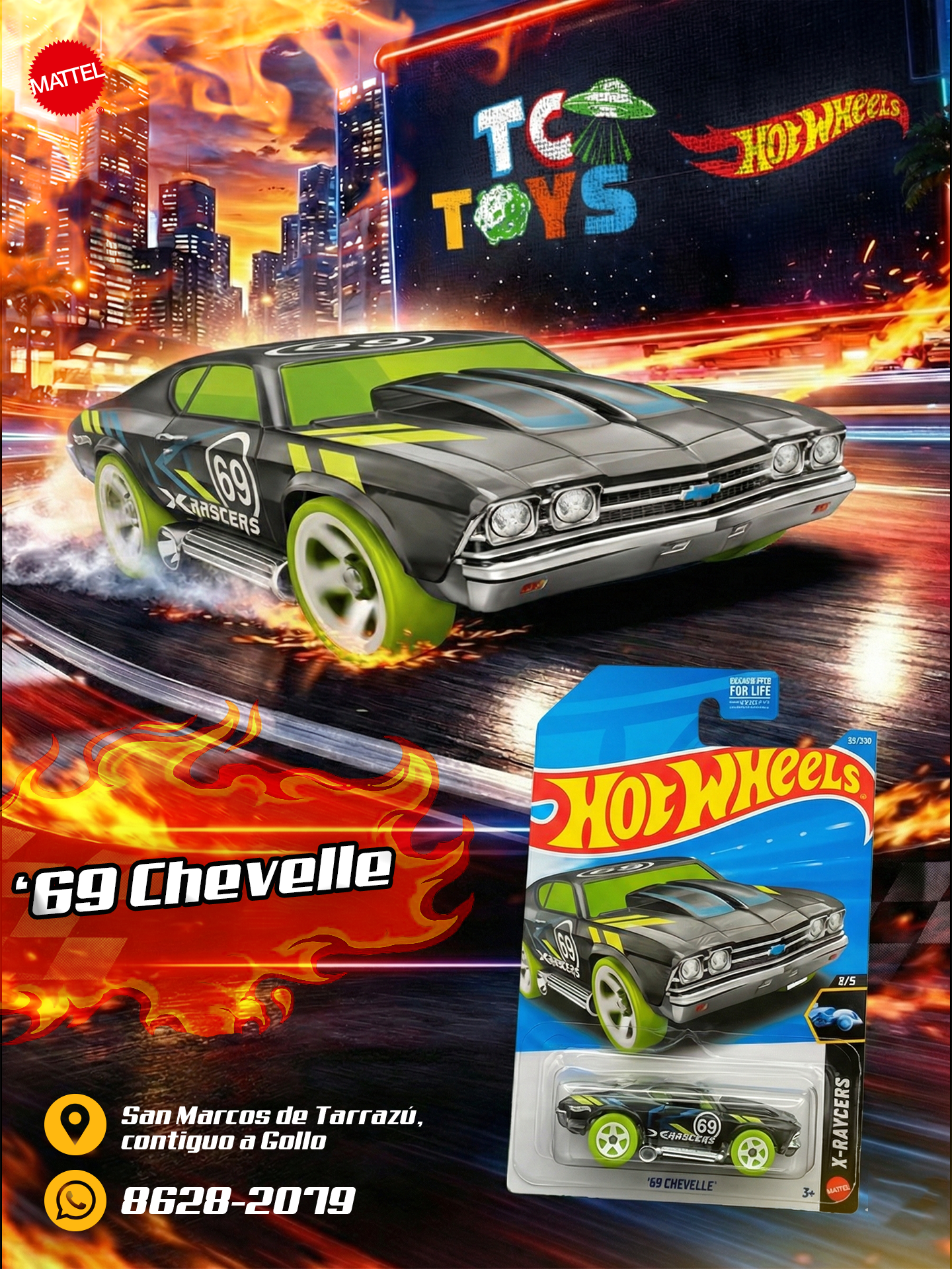 Hot Wheels 69 Chevelle Gris.