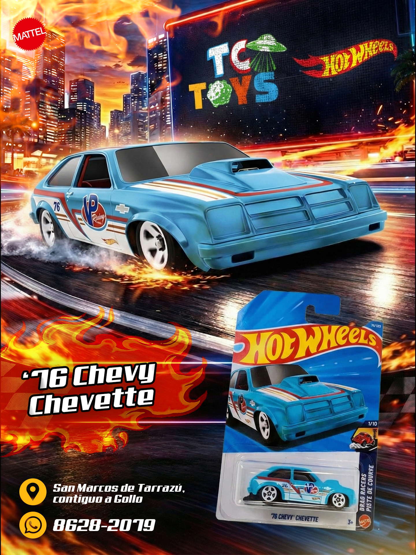 Hot Wheels 76 Chevy Chevette Celeste.