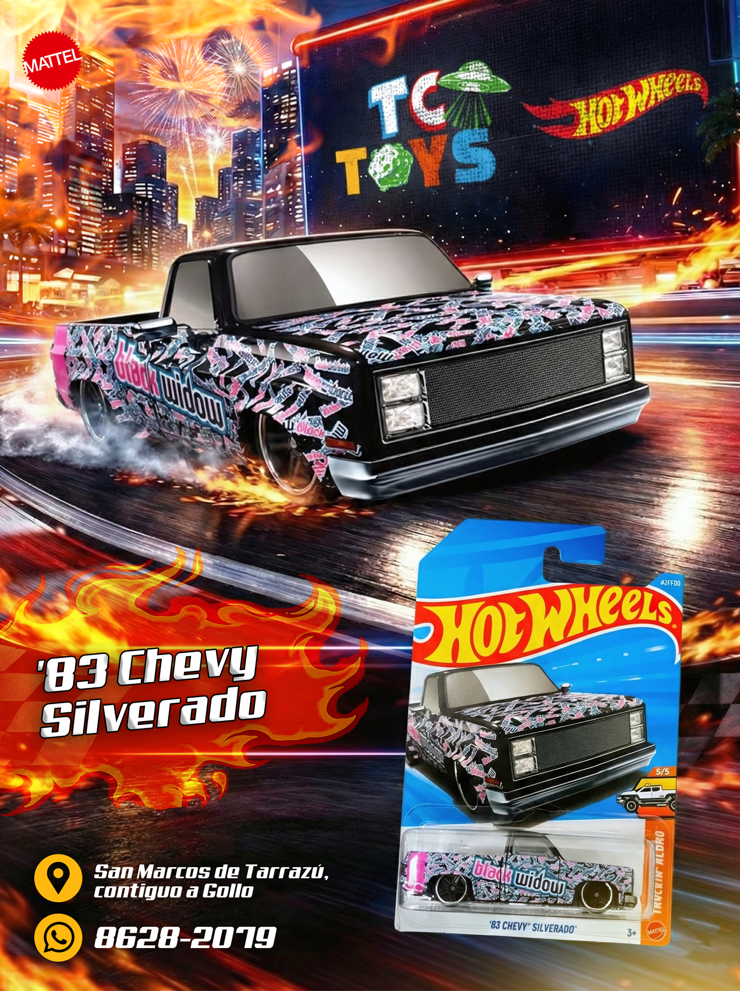 Hot Wheels 83 Chevy Silverado Negro.