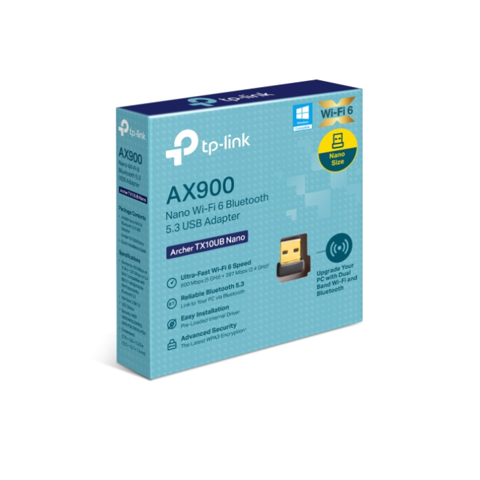 Adaptador Tp-Link Nano Wi-Fi 6 y Bluetooth AX900 Archer TX10UB Nano.