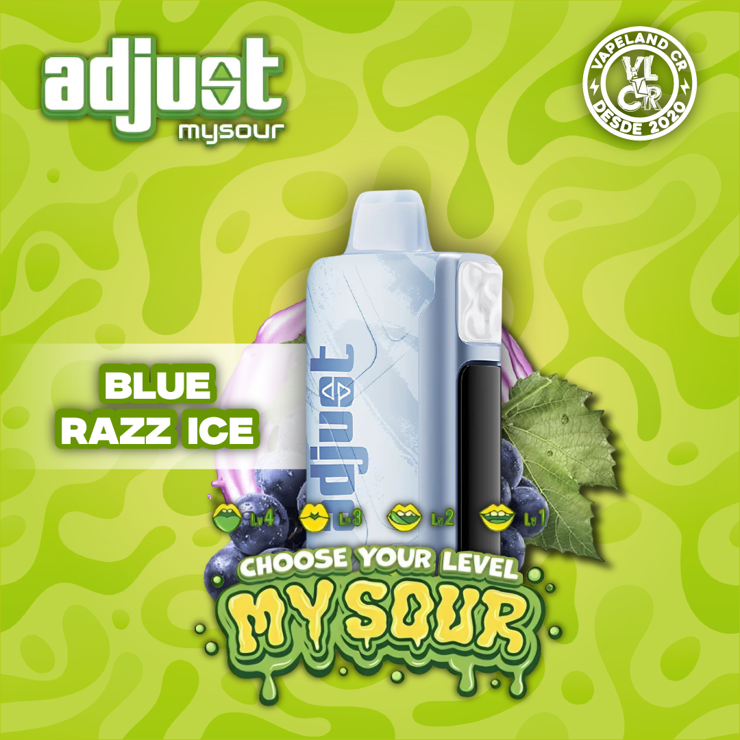 Adjust Mysour Sour Blue Razz Ice 40000 puffs.