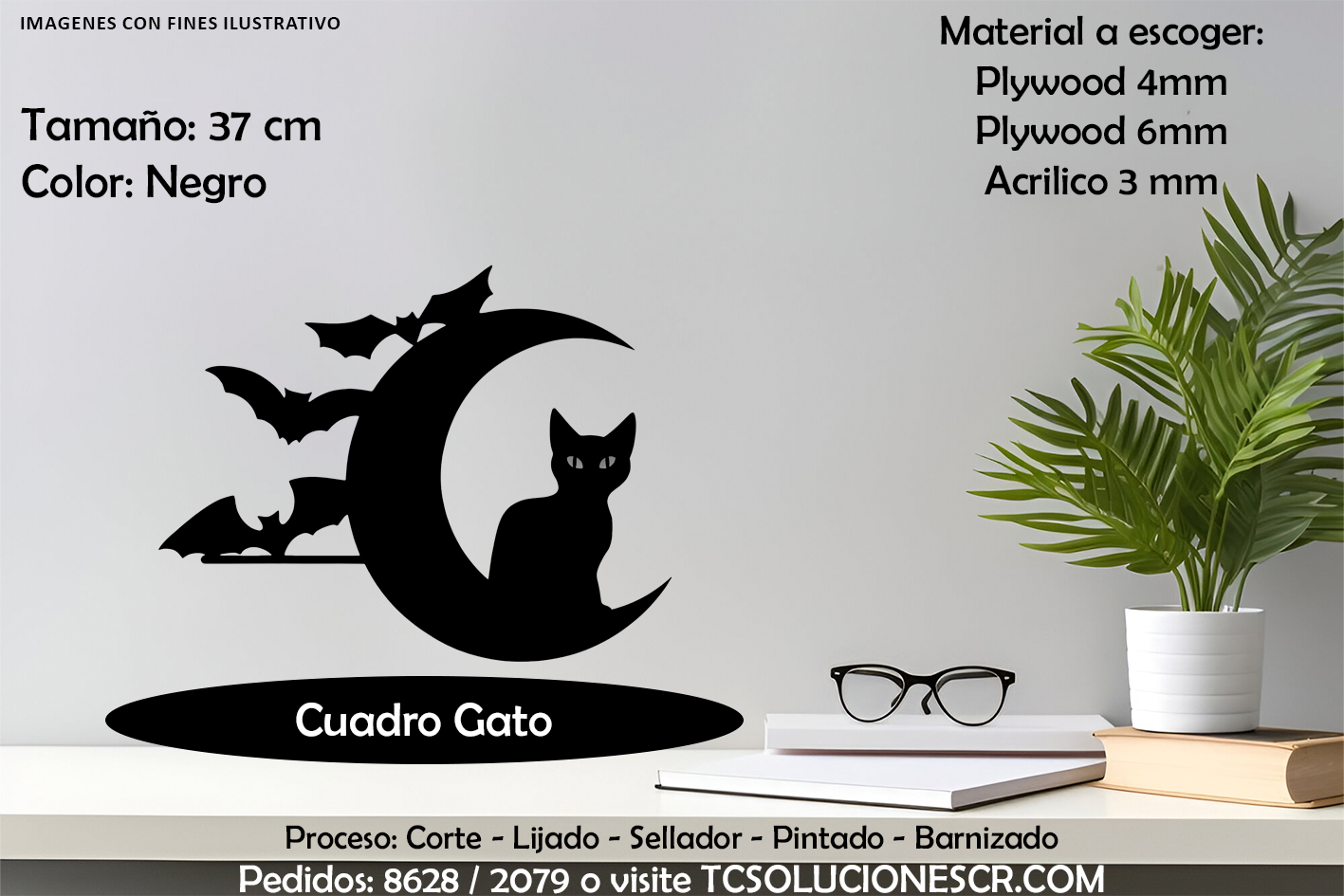 Cuadro Gato & Luna & Murciélagos