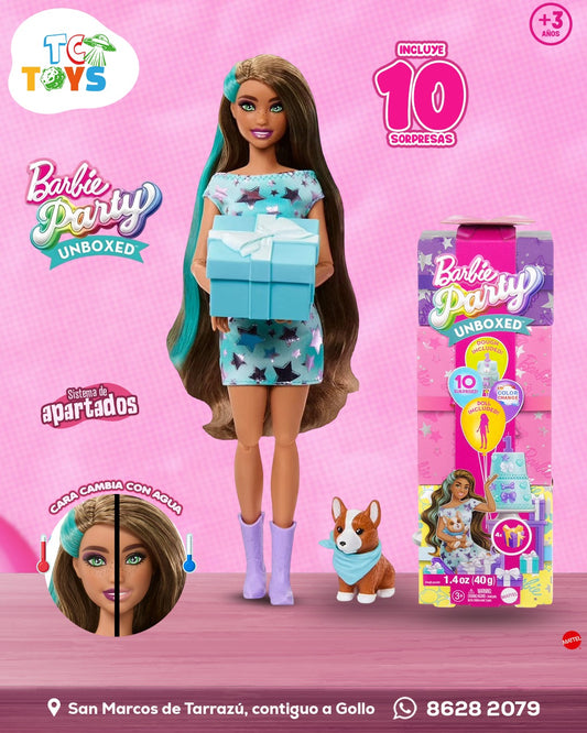 Barbie Party Unboxed Mattel.