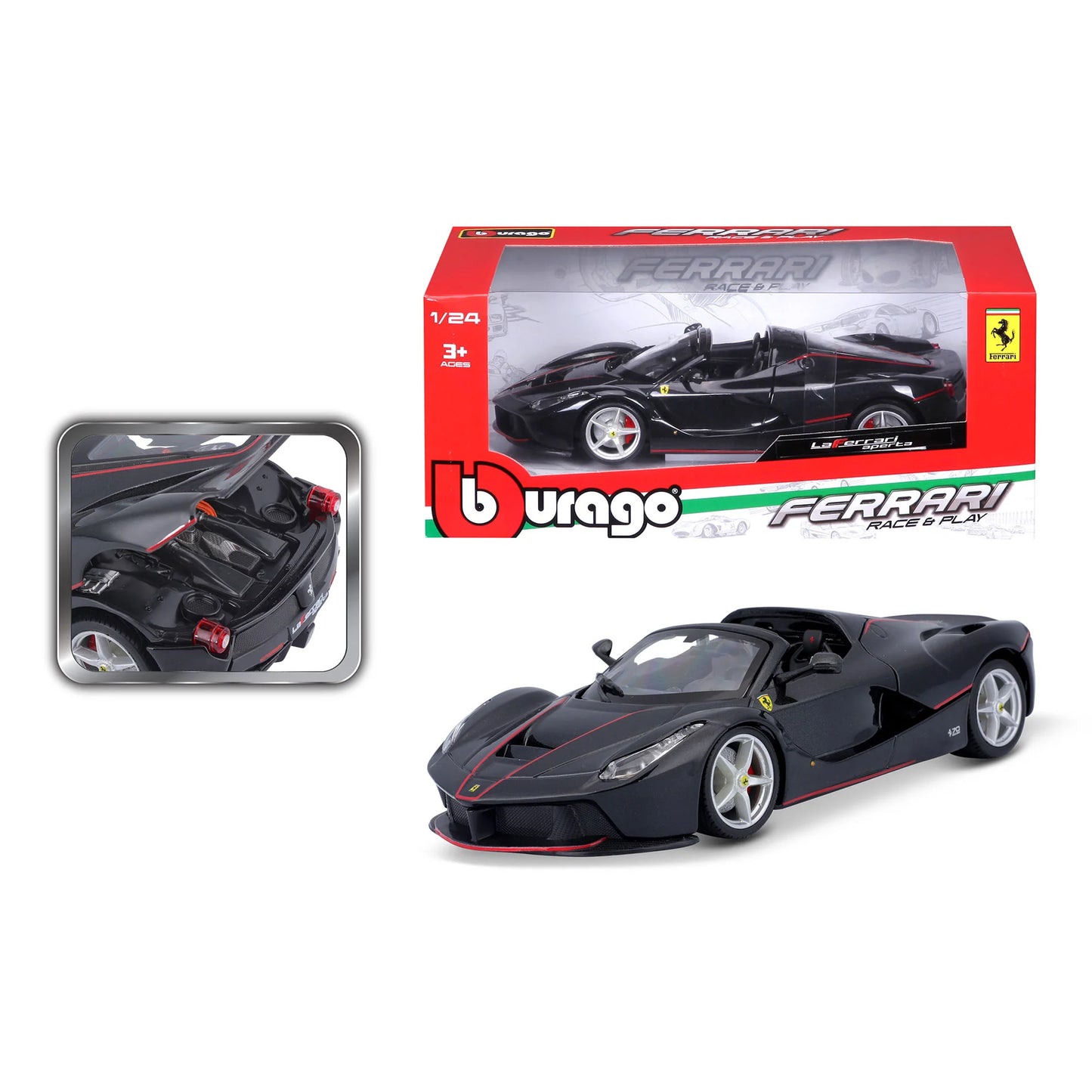 Bburago Race + Play Ferrari La Ferrari Aperta Negro.