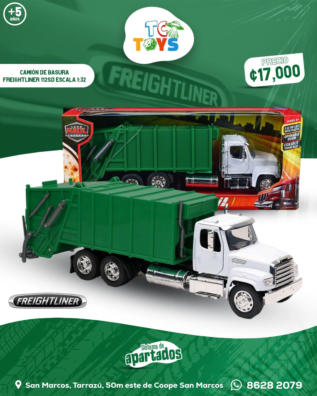 Camión de Basura NewRay Long Haul Trucker Freightliner 114SD.