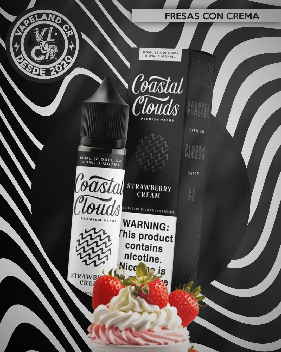Coastal Clouds Strawberry Cream 3mg y 6mg.