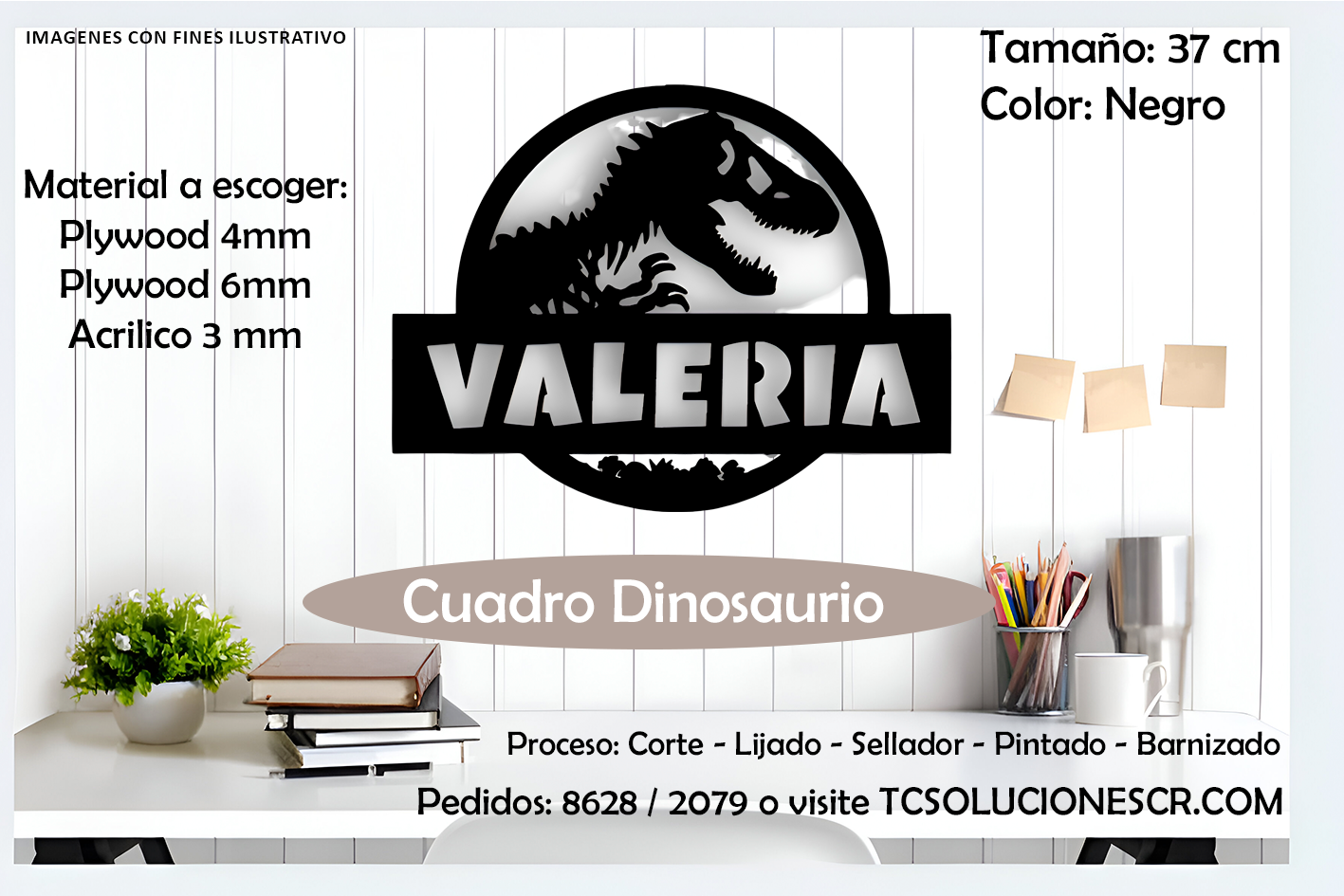 Cuadro Dinosaurio Nombre Personalizado