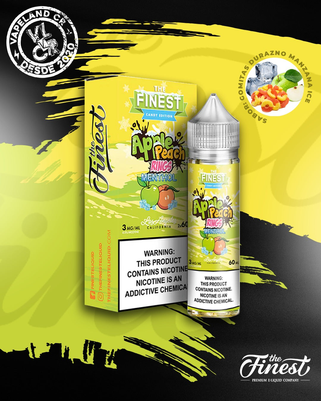 Finest Apple Peach Rings On Ice 3mg y 6mg.