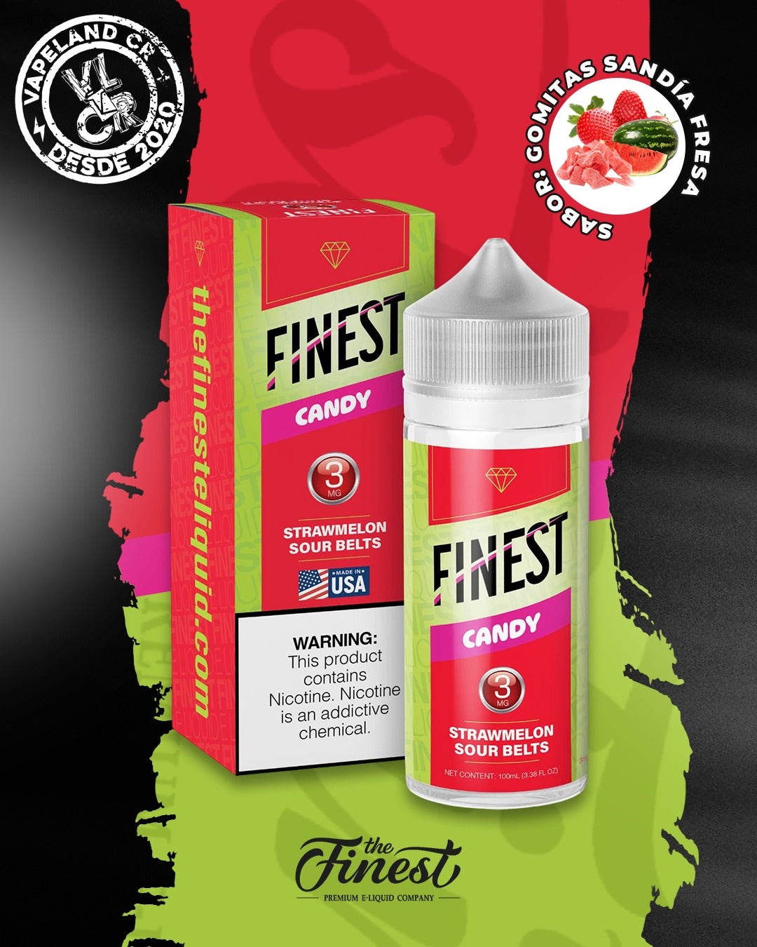 Finest Candy Strawmelon Sour Belts 3mg y 6mg.