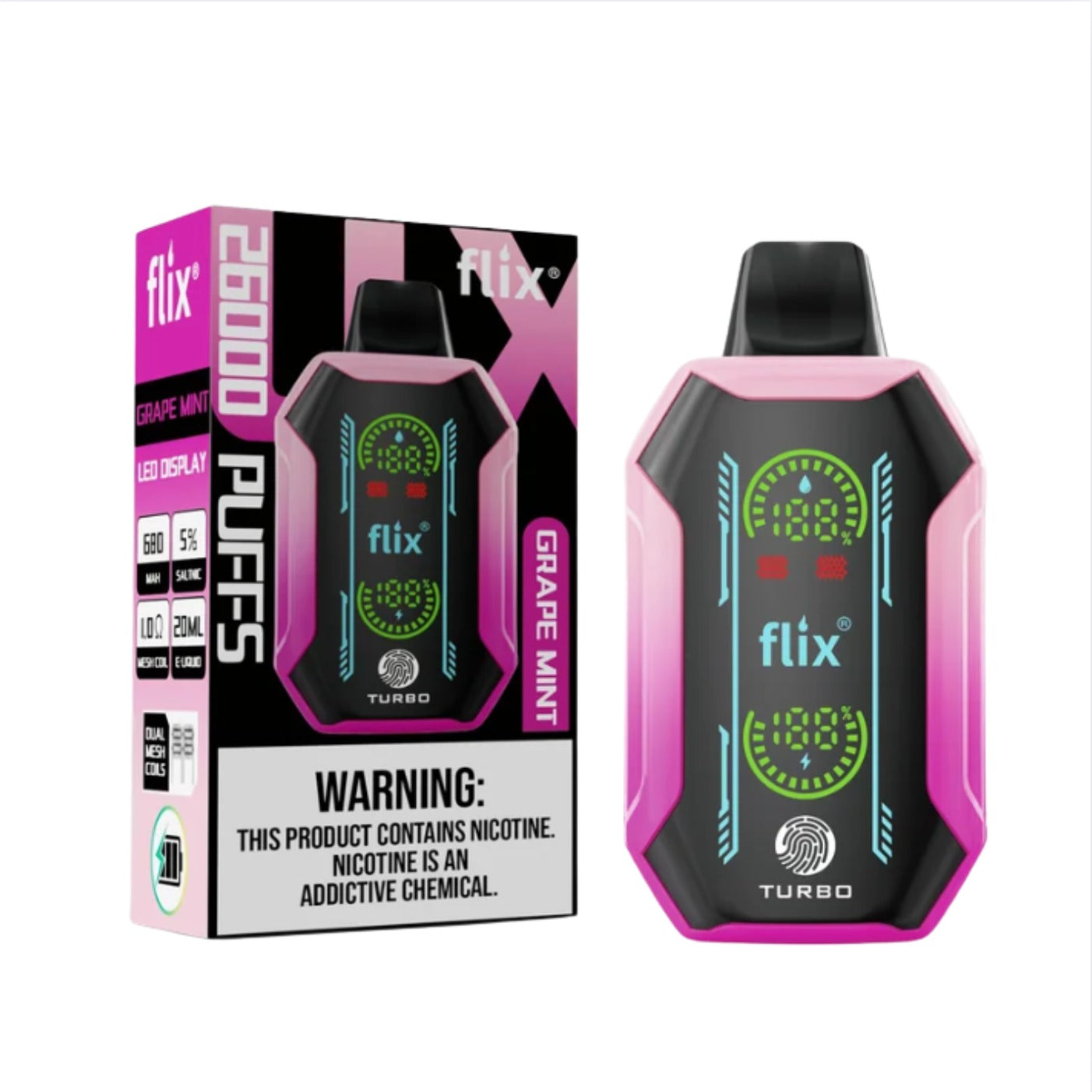 Flix Grape Mint 26000 puffs.