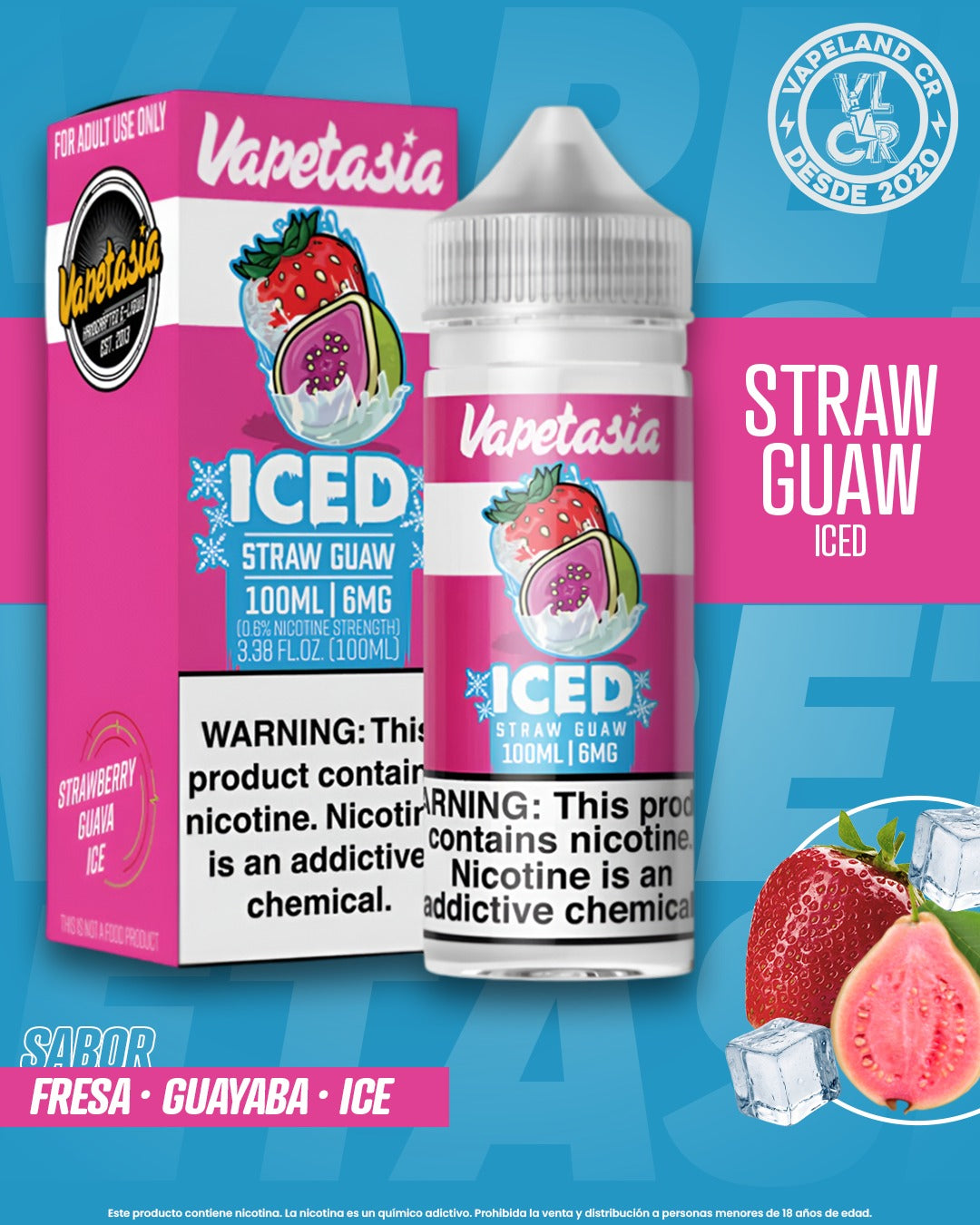 Vapetasia Iced Straw Guaw 3mg y 6mg.