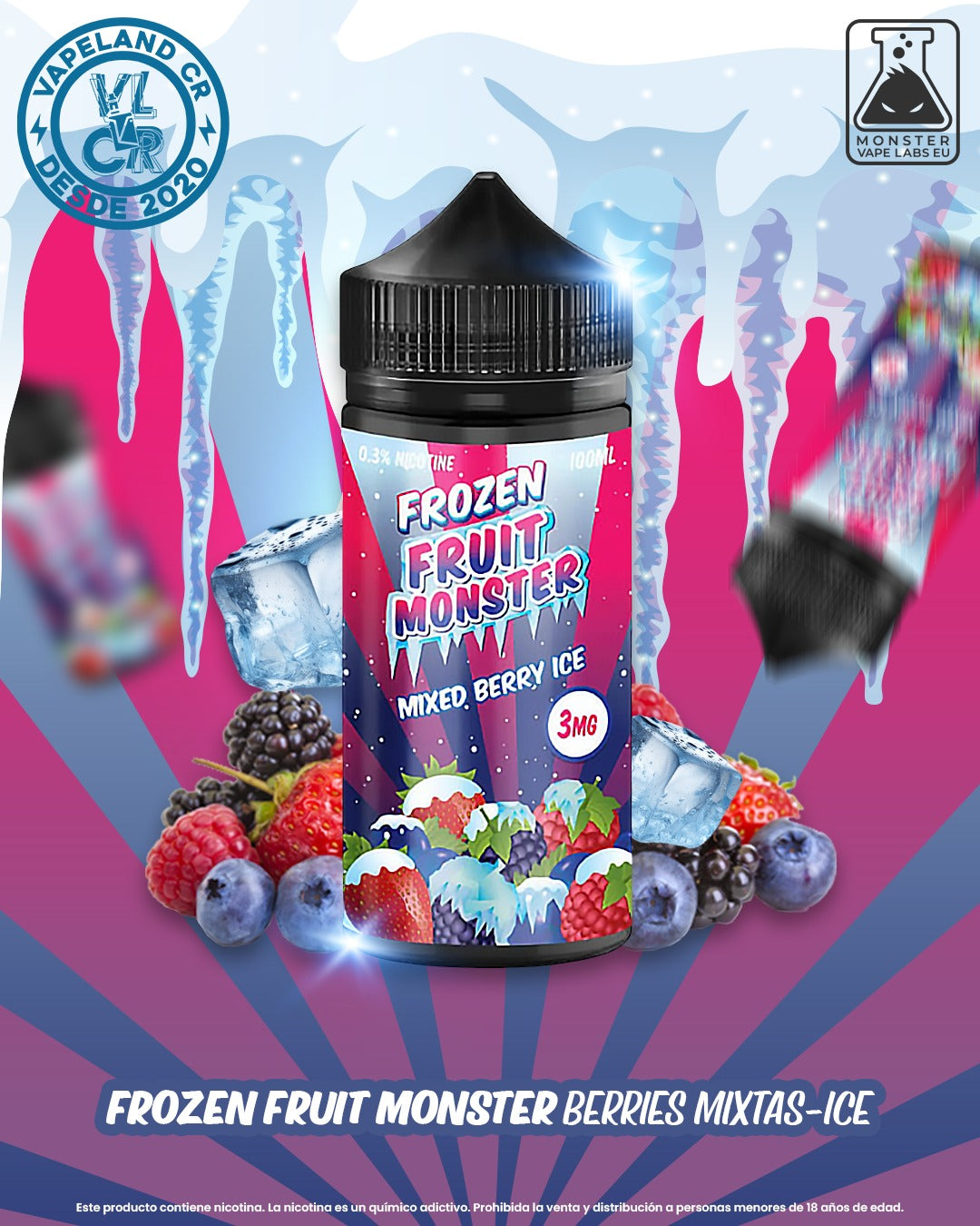 Frozen Fruit Monster Mixed Berry Ice 0mg, 3mg y 6mg.