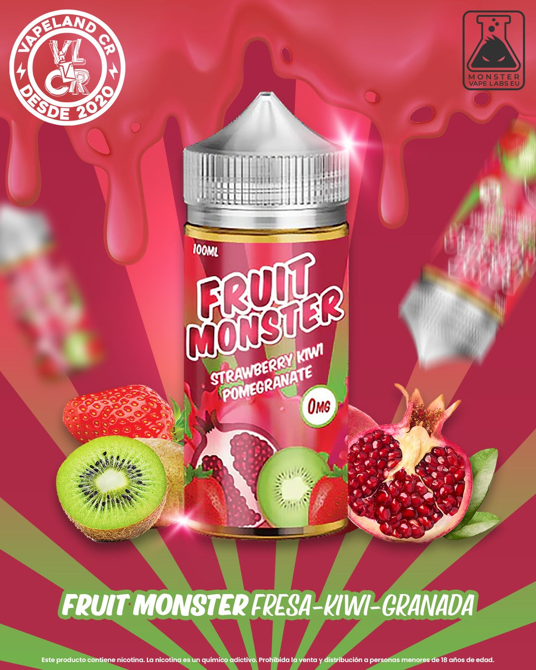 Fruit Monster Strawberry Kiwi Pomegranate 3mg y 6mg.