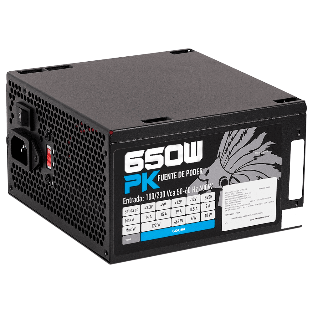 Fuente de poder EAGLE WARRIOR 650W PK.