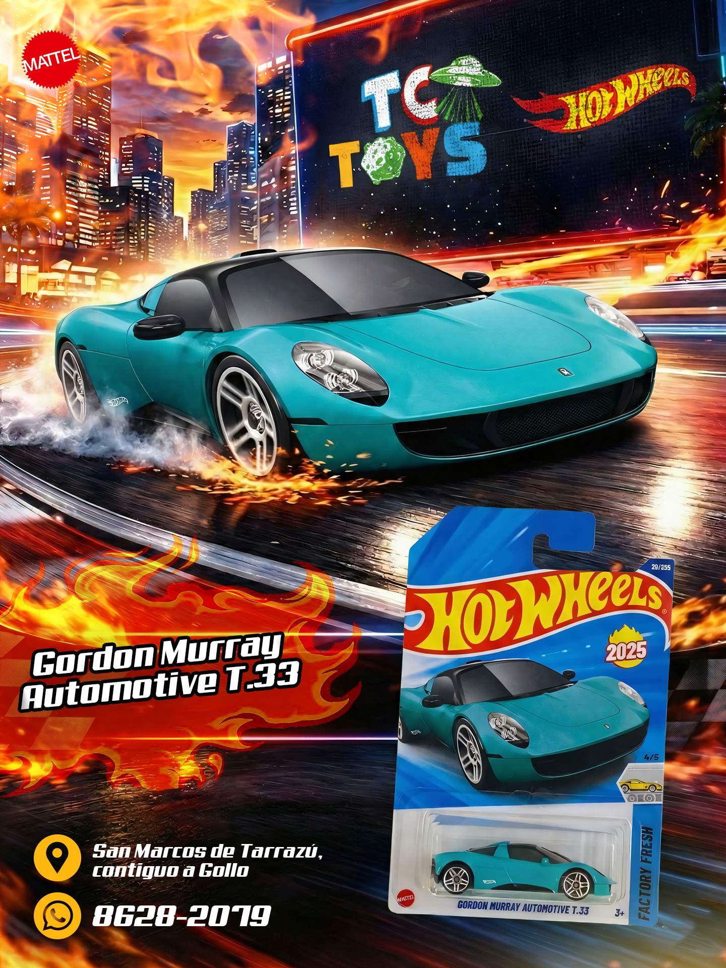 Hot Wheels Gordon Murray Automotive T.33 Turquesa.