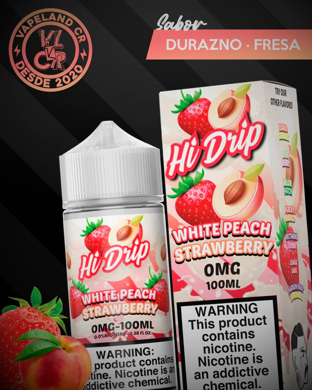 Hi-Drip White Peach Strawberry 3mg y 6mg.