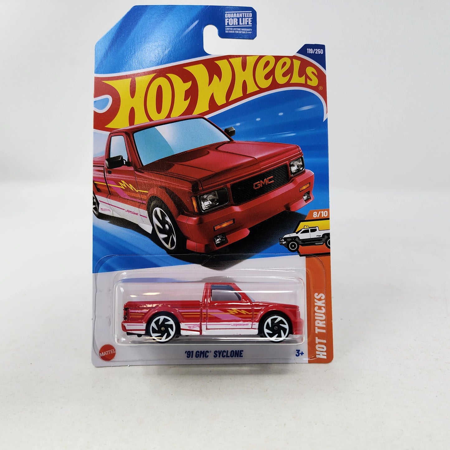 Hot Wheels 91 GMC Syclone Rojo.