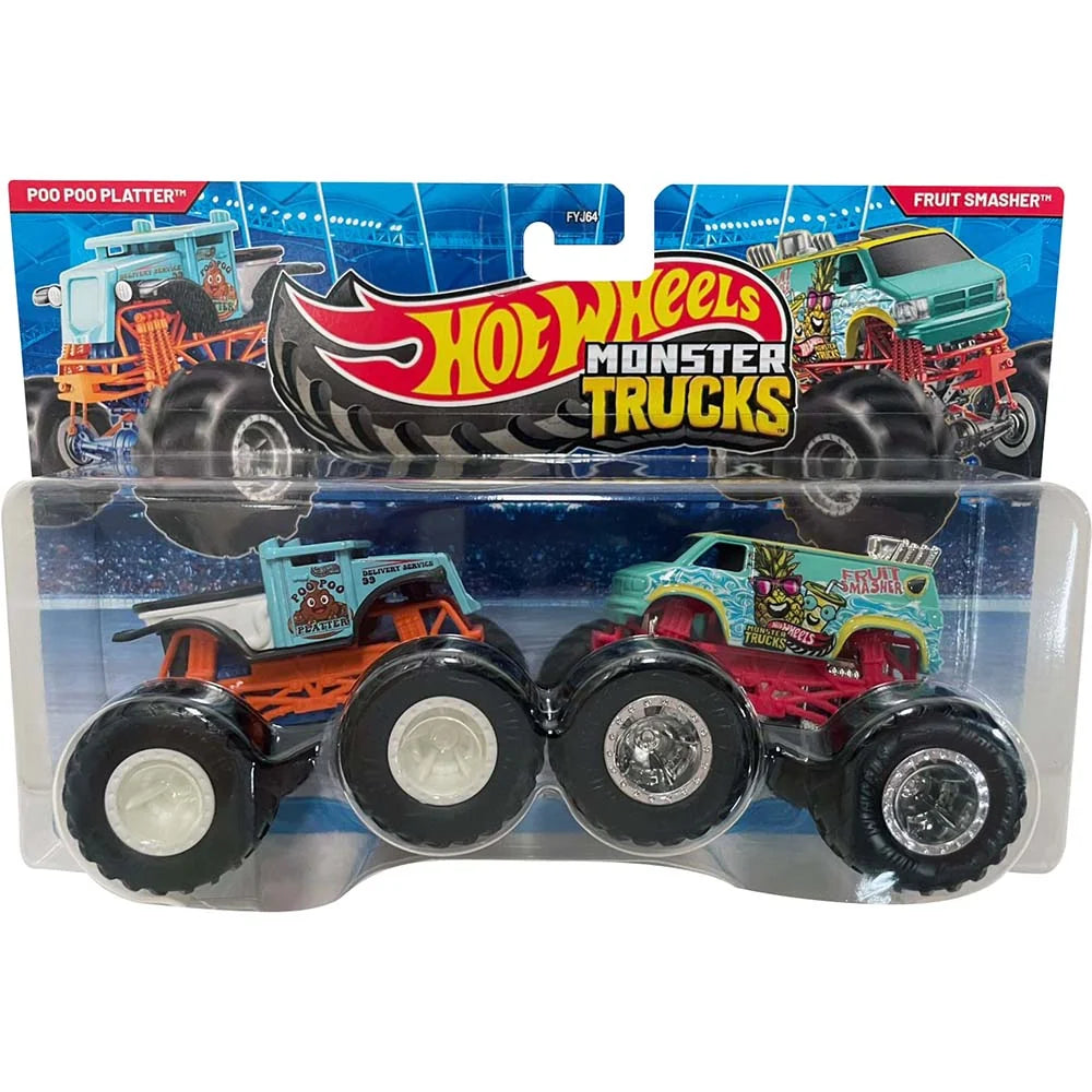 Hot Wheels Monster Trucks Poo Poo Platter y Fruit Smasher.