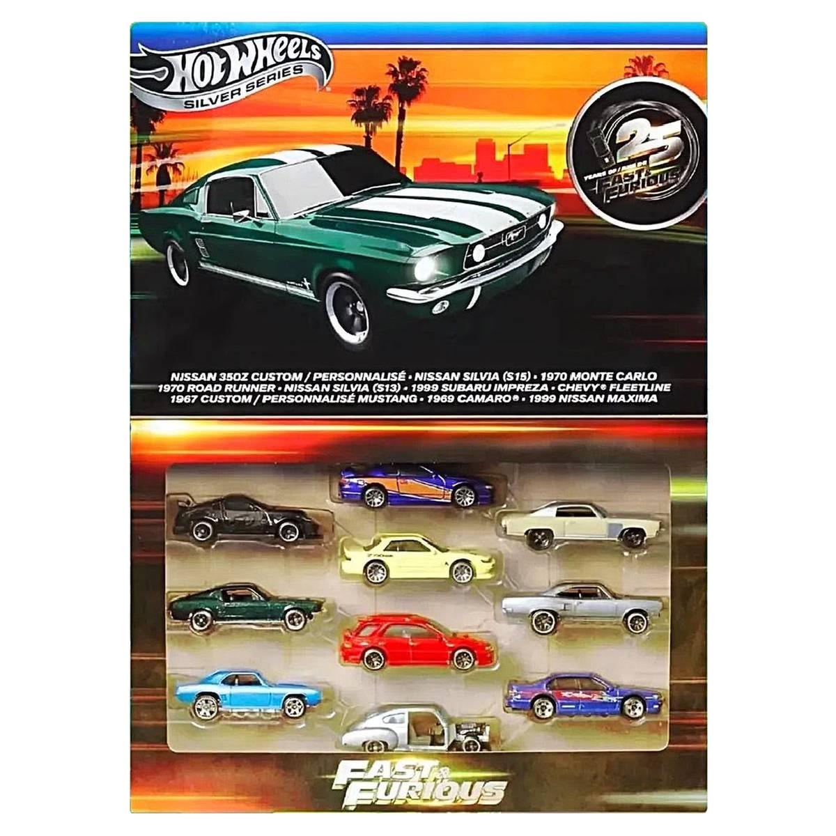 Hot Wheels Silver Series Rápidos y Furiosos Set de 10 25 Aniversario.