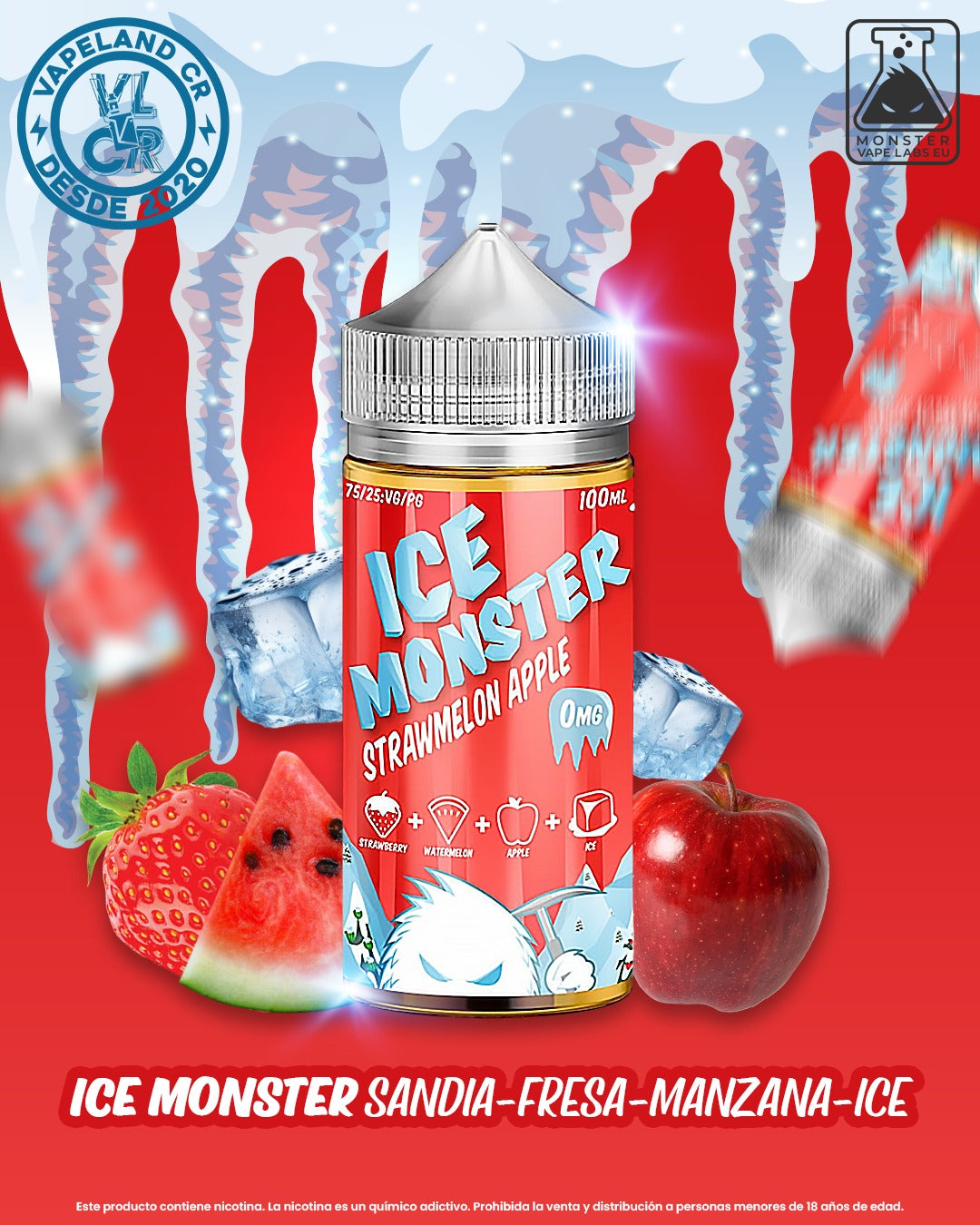 Ice Monster Strawmelon Apple 0mg y 3mg.
