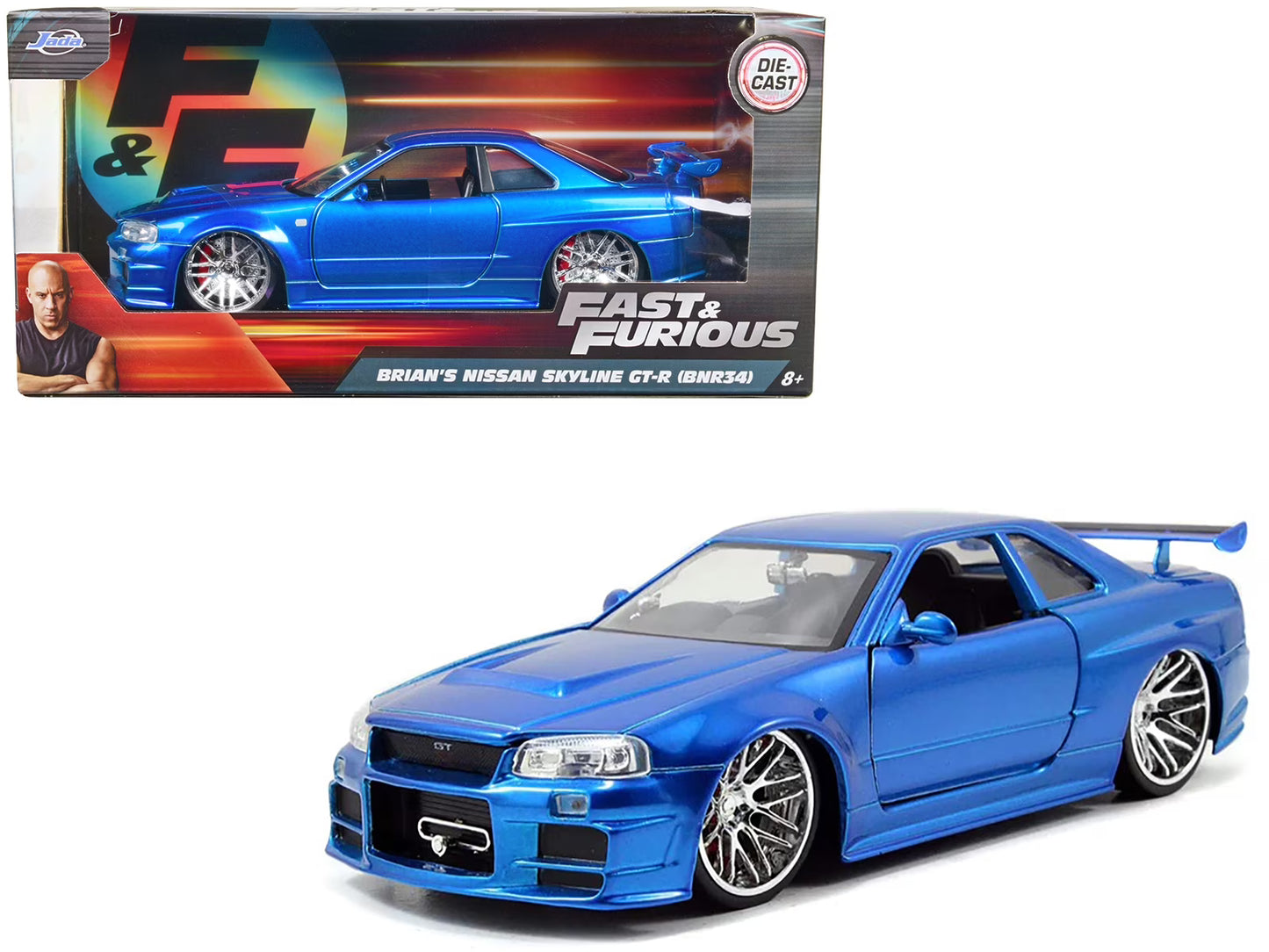 Rápidos y Furiosos Jada Brian's Nissan Skyline GT-R (R34) 1:24.