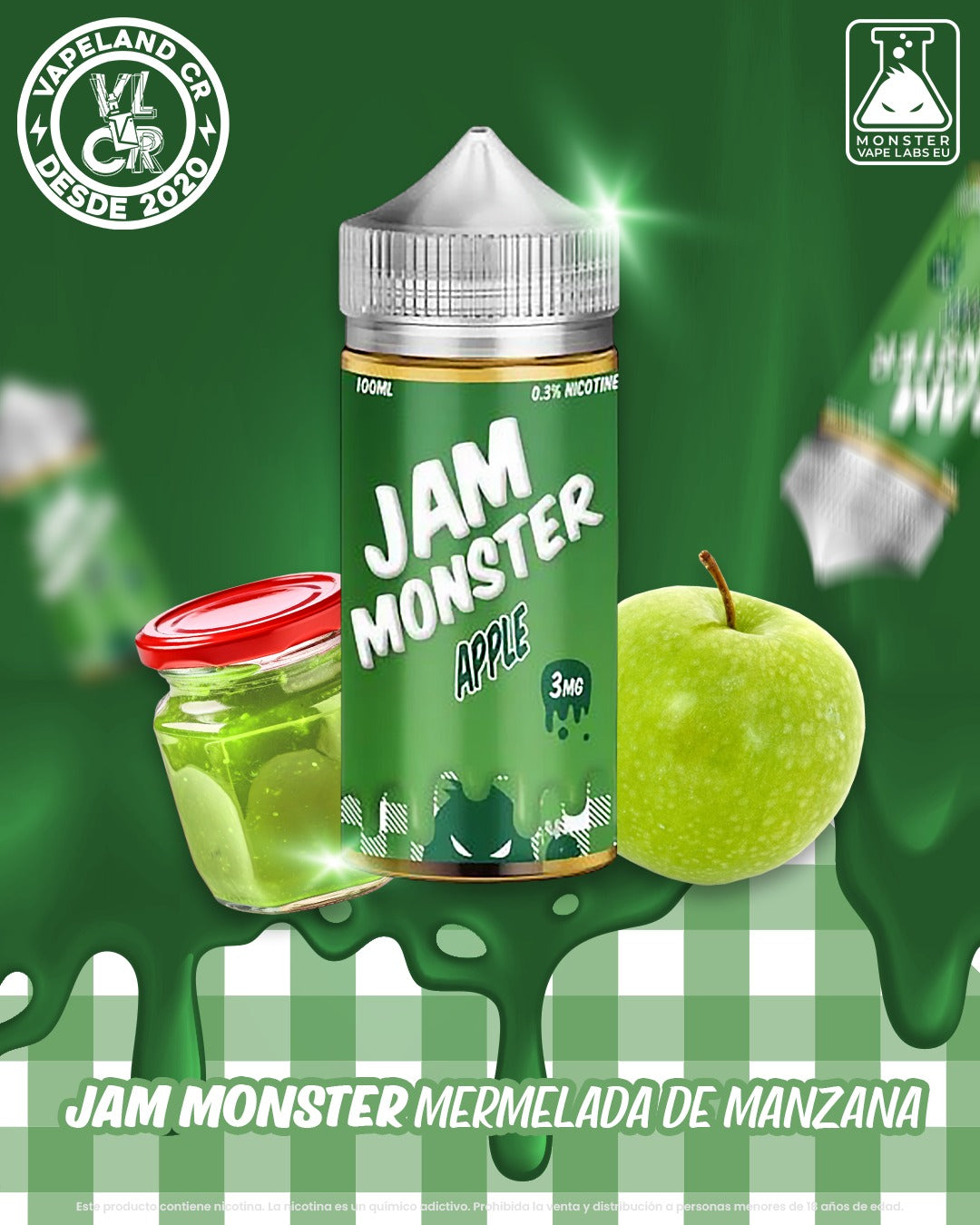 Jam Monster Apple 3mg y 6mg.