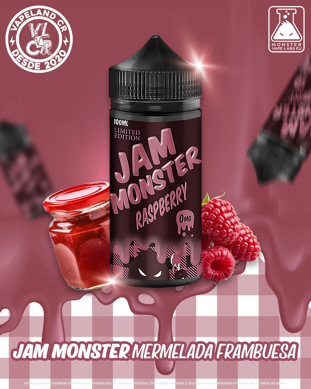 Jam Monster Raspberry 3mg y 6mg.