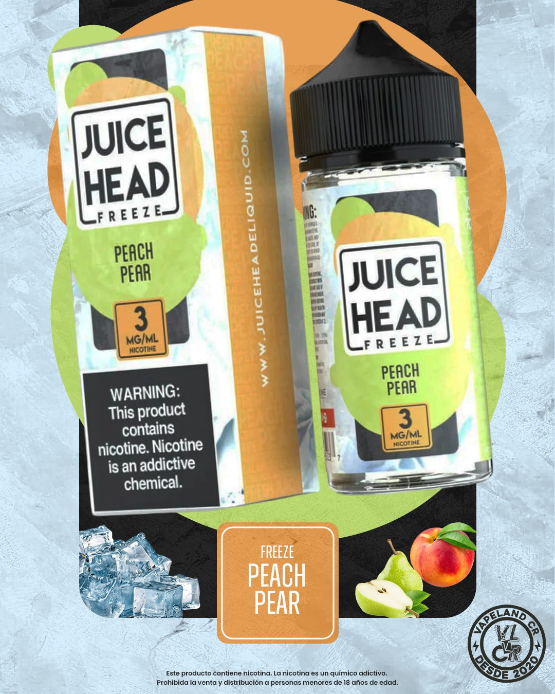 Juice Head Freeze Peach Pear 3mg y 6mg.