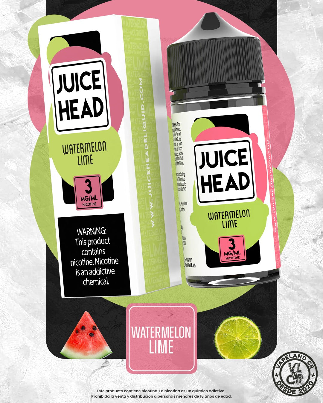 Juice Head Watermelon Lime 3mg y 6mg.