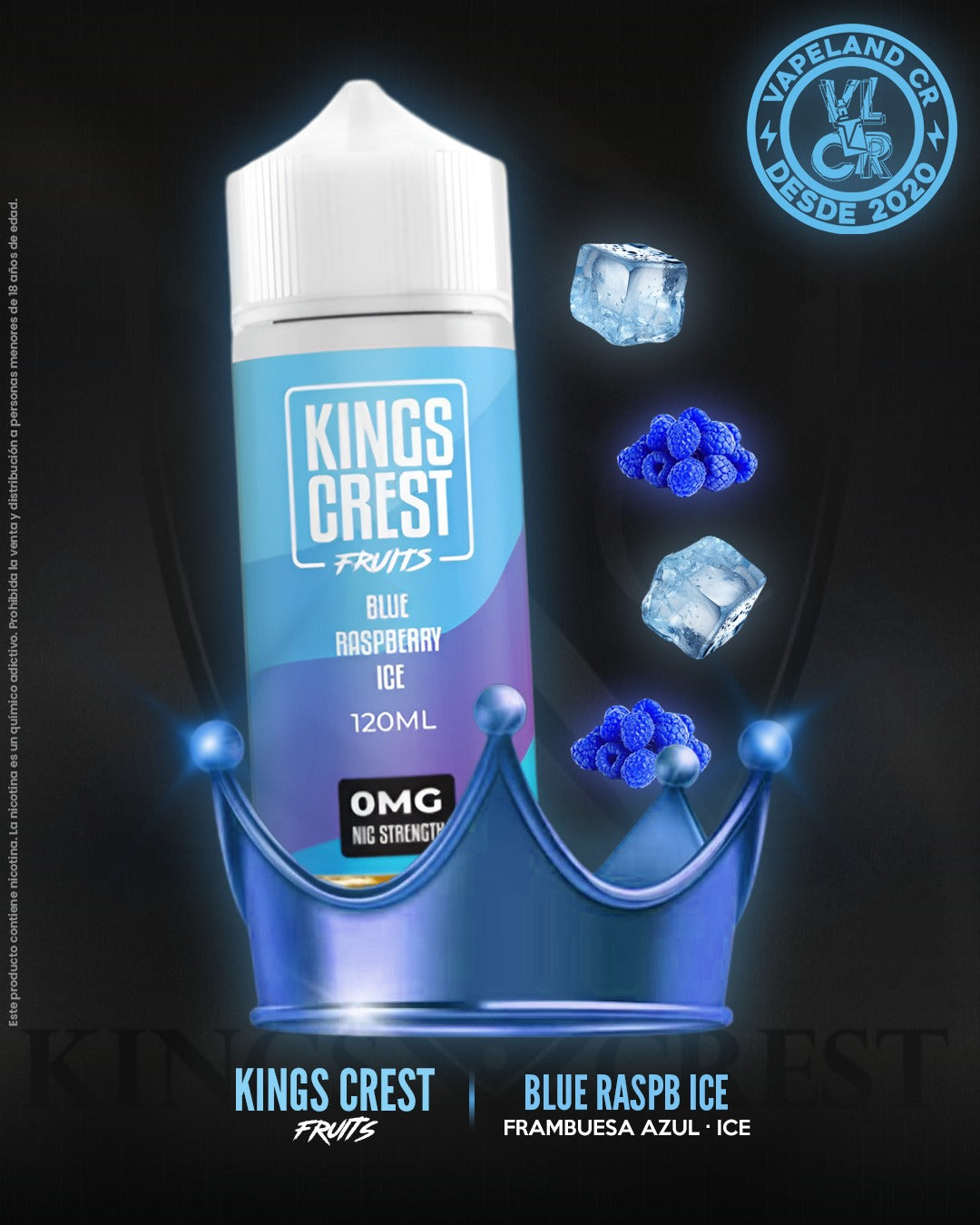 Kings Crest Fruits Blue Raspberry Ice 3mg y 6mg.