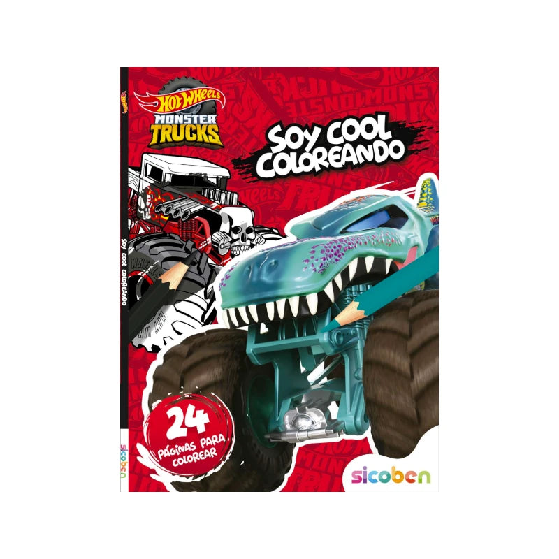Libro Para Colorear Hot Wheels Monster Trucks Soy Cool Coloreando Sicoben.