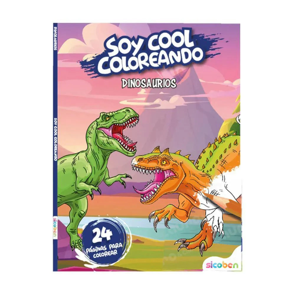 Libro para Colorear Soy Cool Coloreando Dinosaurios Sicoben.