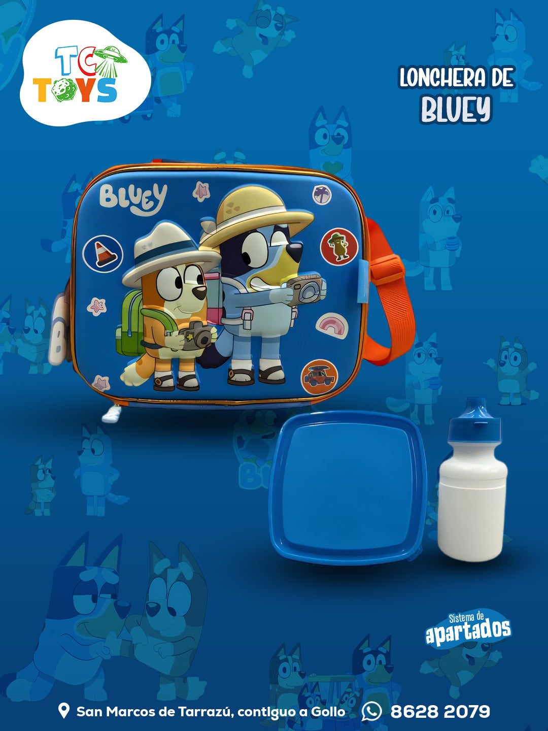 Lonchera 3D Bluey con Taza y Botella.
