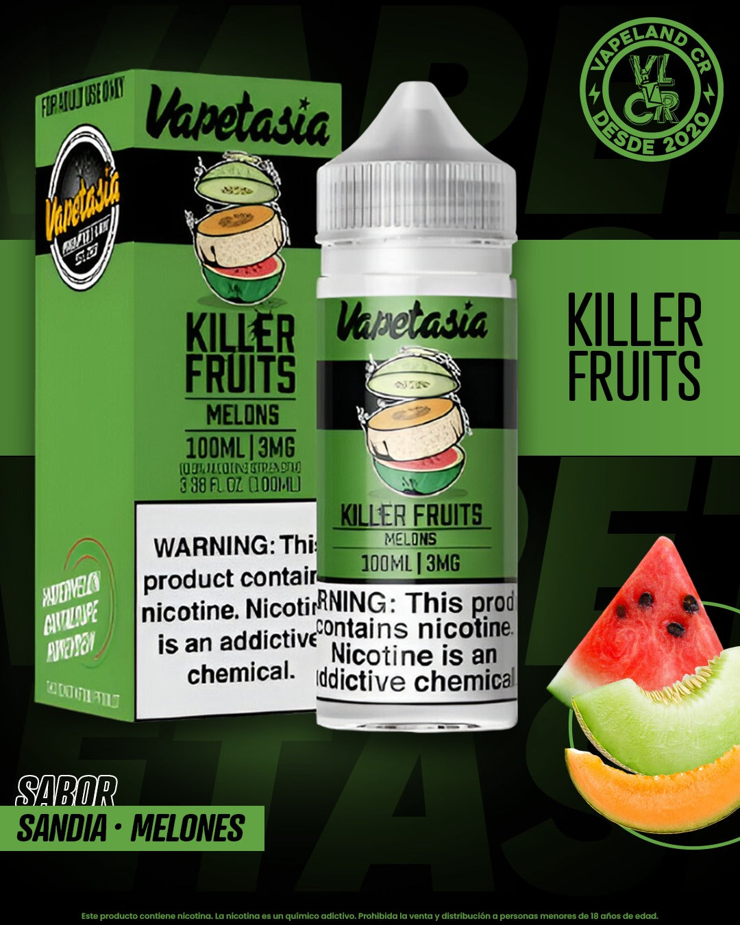 Vapetasia Killer Fruits Melons 3mg y 6mg.
