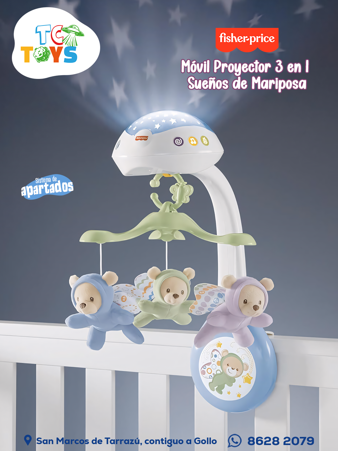 Fisher-Price Móvil Proyector 3 en 1 Sueños de Mariposa.