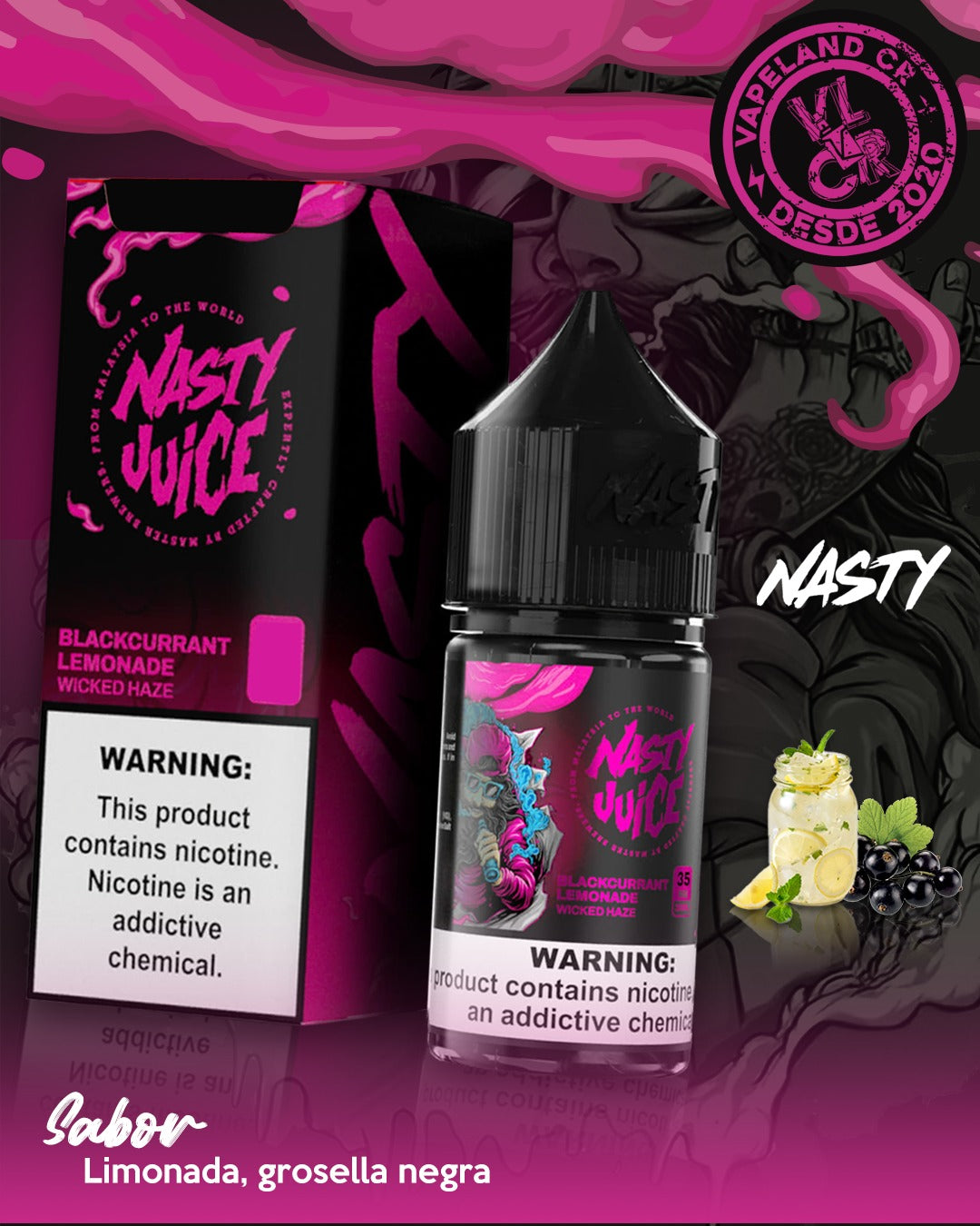 Nasty Blackcurrant Lemonade Wicked Haze 3mg y 6mg.