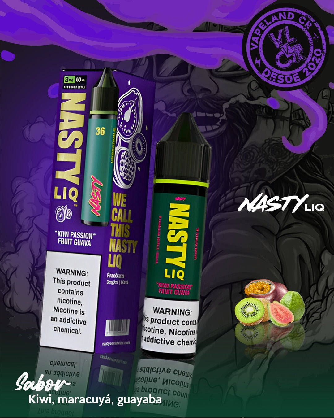 Nasty LIQ Kiwi Passion Fruit Guava 3mg y 6mg.