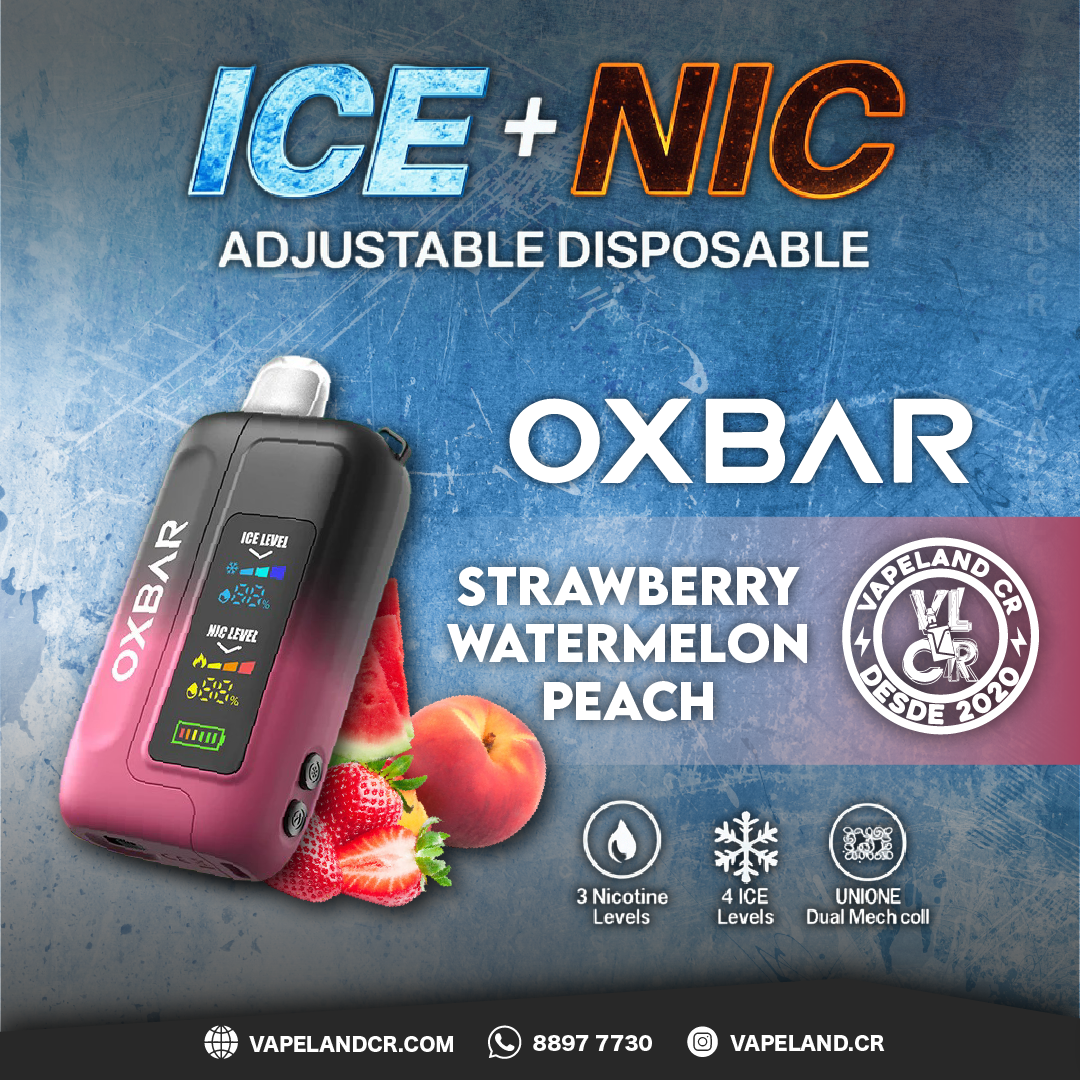 OXBAR Ice Nic Strawberry Watermelon Peach 35000 puffs.