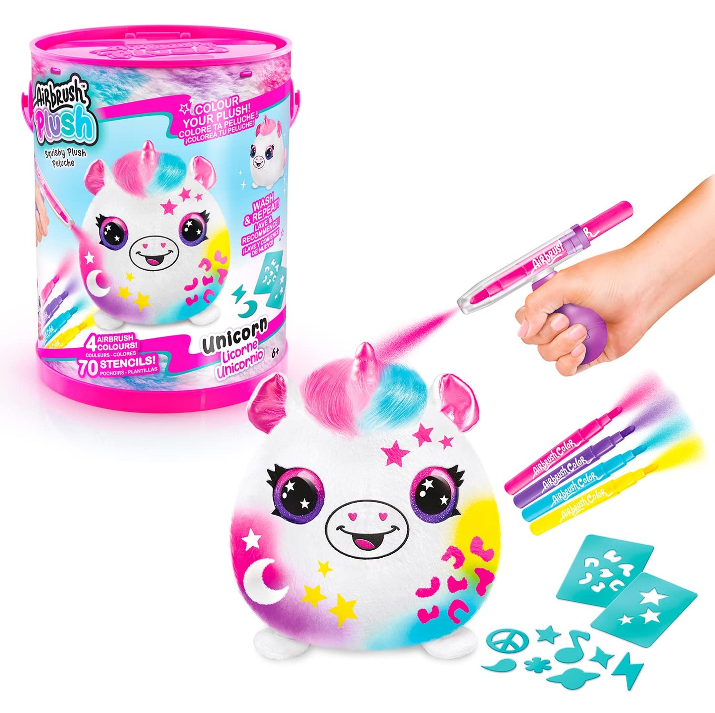 Peluche Air Brush Plush con Aerógrafo Unicornio Canal Toys.