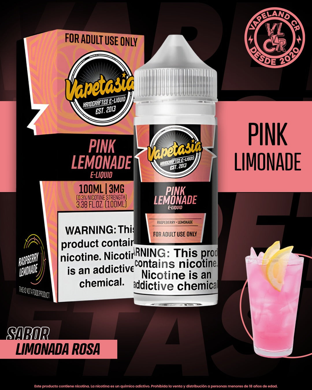 Vapetasia Pink Lemonade 3mg y 6mg.