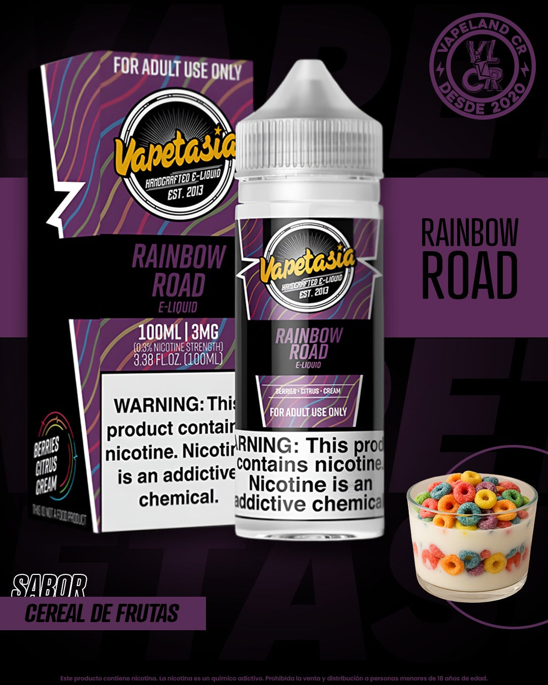 Vapetasia Rainbow Road 3mg y 6mg.