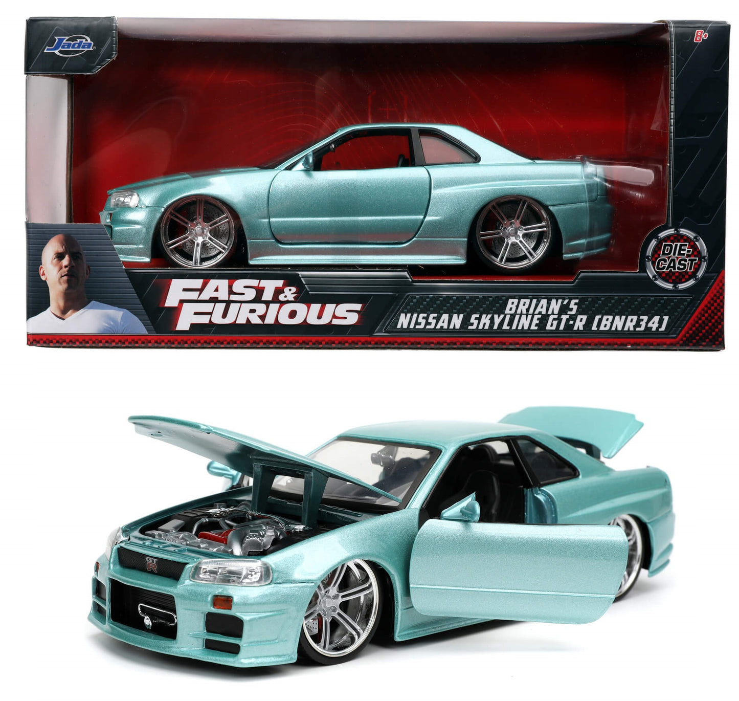 Rápidos y Furiosos Jada Brian's Nissan Skyline GT-R (R34) 1:24.