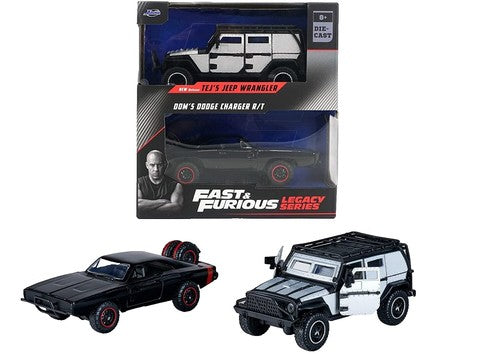 Rápidos y Furiosos Tej's Jeep Wrangler y Dom's Dodge Charger R/T 1:32.