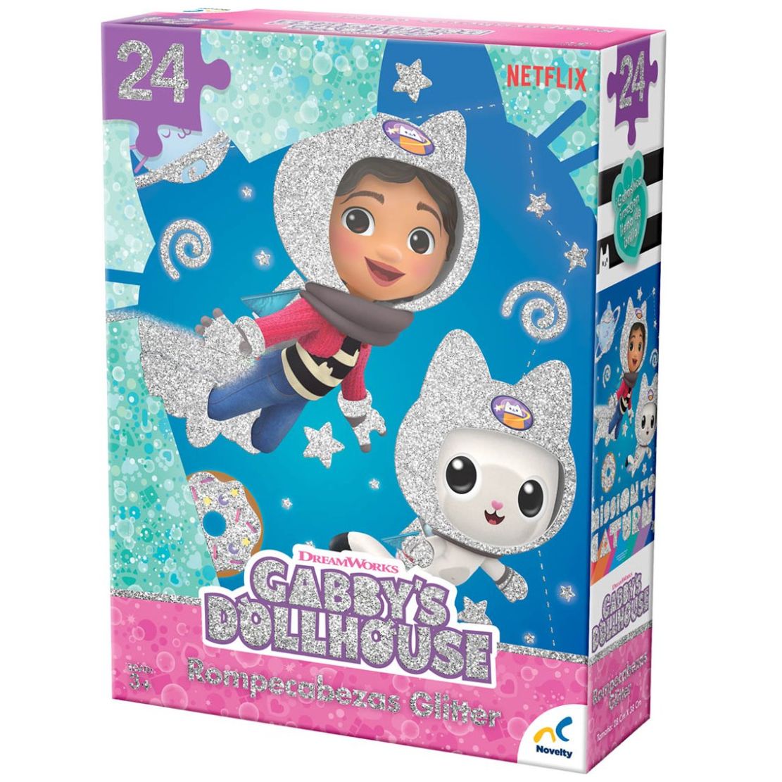 Rompecabezas Glitter Novelty 24 Pzs Gabby's Dollhouse.