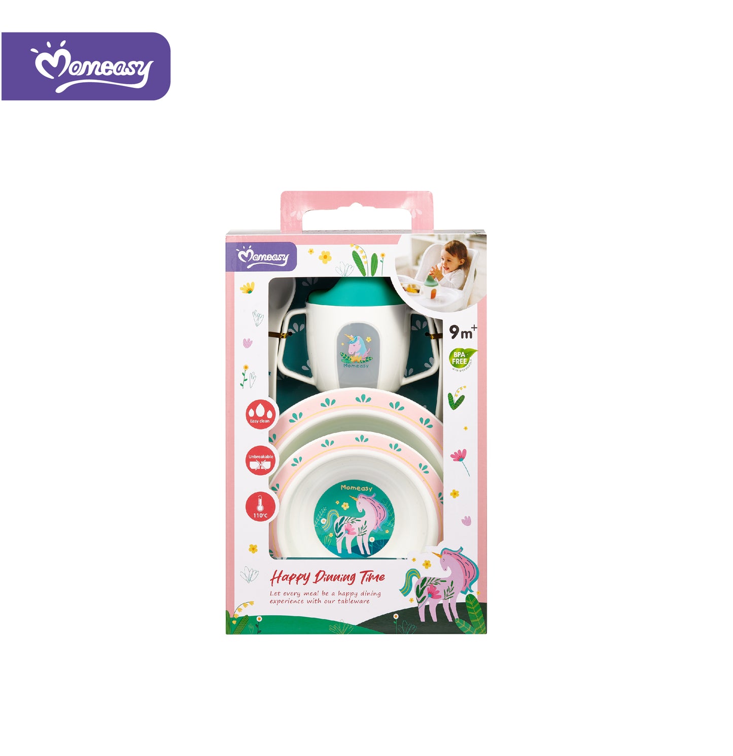 Set de Utensilios para Comer Rosado Momeasy.