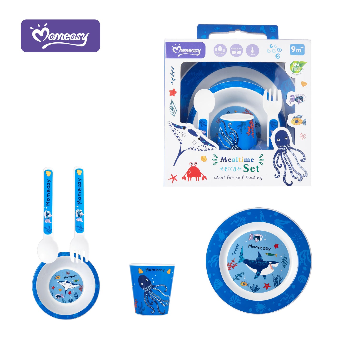 Set de Utensilios para Comer Momeasy Azul.