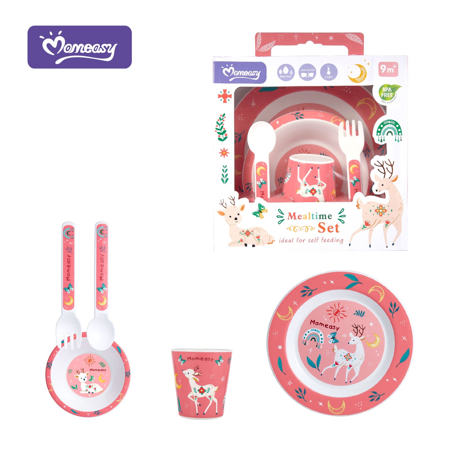Set de Utensilios para Comer Momeasy Rosado.
