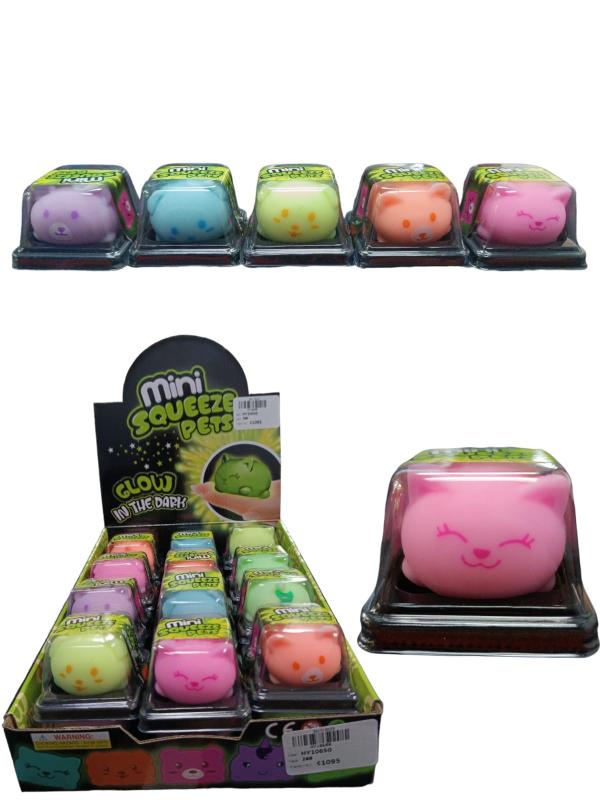Squeezy de Mini Mascotas que Brillan en la Oscuridad.