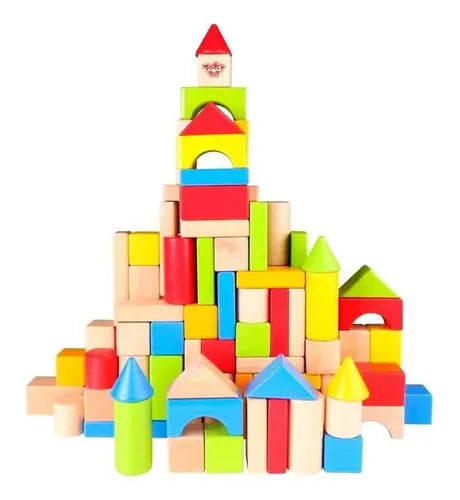 Tookytoy Balde Grande de Bloques de Madera 100 pcs.