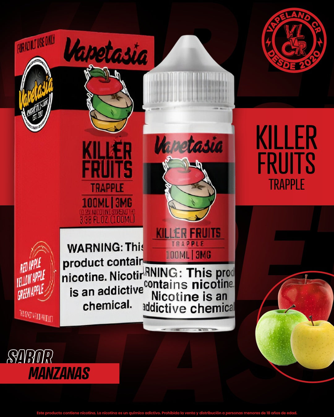 Vapetasia Killer Fruits Trapple 3mg y 6mg.
